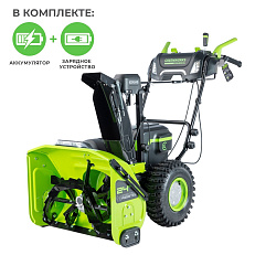 Снегоуборщик аккумуляторный самоходный Greenworks GD82ST56 бесщеточный, 82V с 3хАКБ 5 Ач + ЗУ 8А двойное