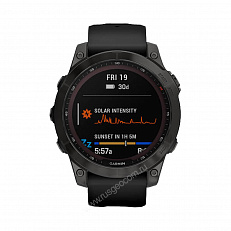 смарт Часы Garmin Fenix 7 Sapphire Solar титановый черный DLC с черным ремешком